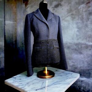 Elie Tahari Tweed Lace Accent Blazer (XS)